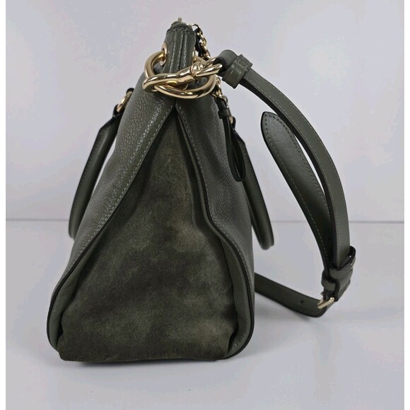 Coach F76640 Mia Satchel Olive Green Pebble/Suede/Leather Crossbody Bag - Picture 7 of 9